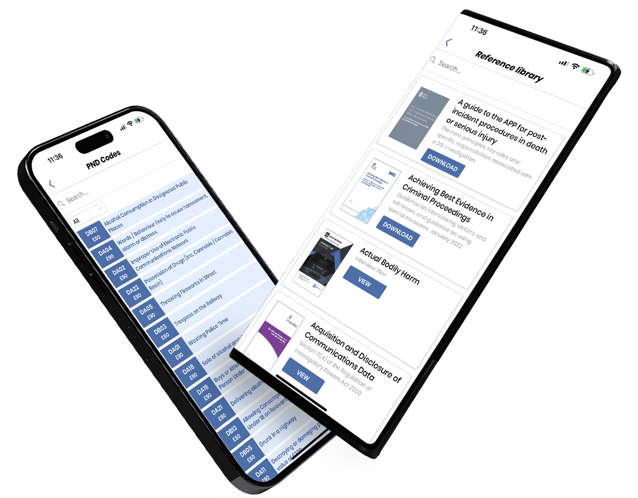 2 iphones displaying the user interface